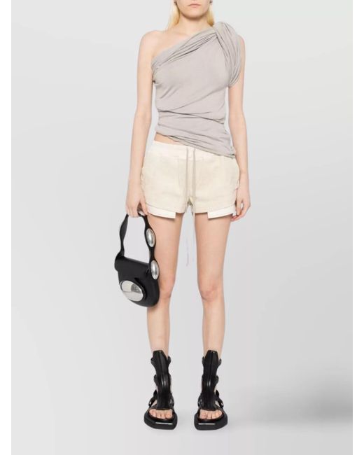 Rick Owens White Cotton Draped Tank Top