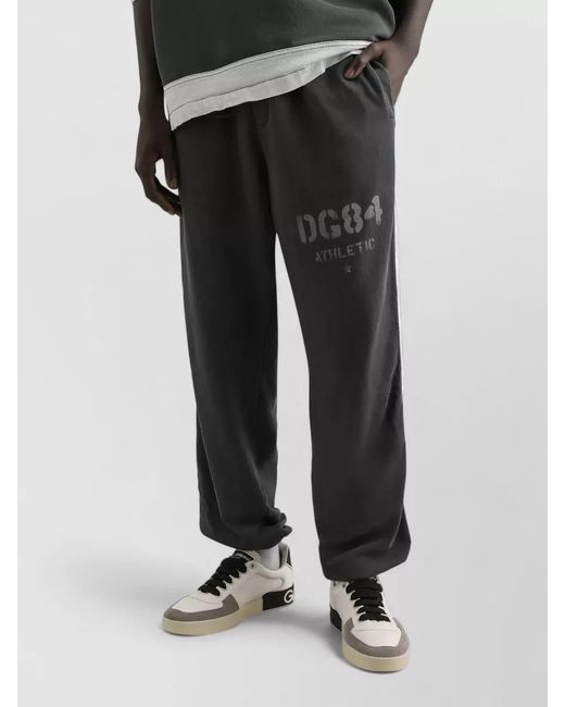 Dolce & Gabbana Black Graphic Side-Stripe Track Pants for men
