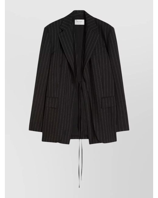 Sportmax Black Wool Blend Embroidered Double-Breasted Blazer