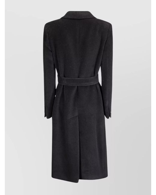 Tagliatore Black Angora Wool Double-Breasted Coat