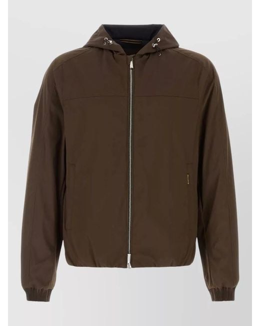 Moorer Brown Stretch Polyester Albori Jacket Hood And Pockets for men