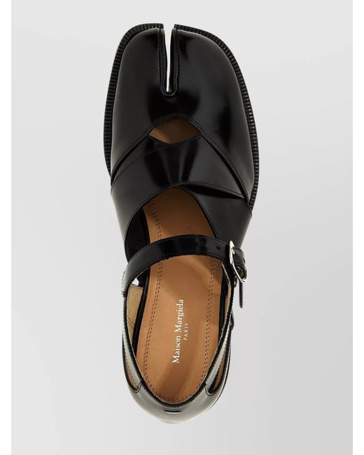 Maison Margiela Black Leather Tabi Mary Jane Sandals