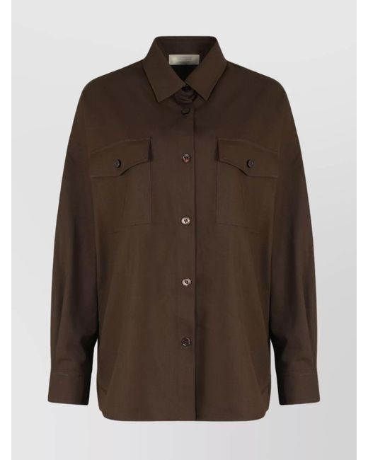Weekend by Maxmara Brown Virgin Wool Long-Sleeve Shirt