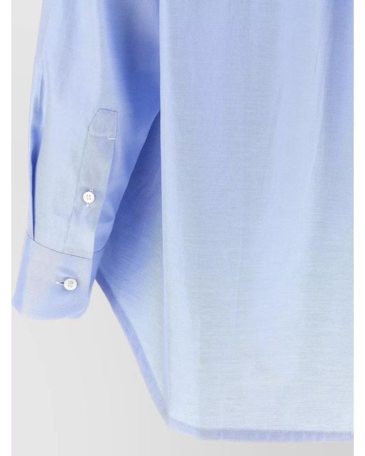 Brioni Blue Sea Island Cotton Long Sleeve Shirt