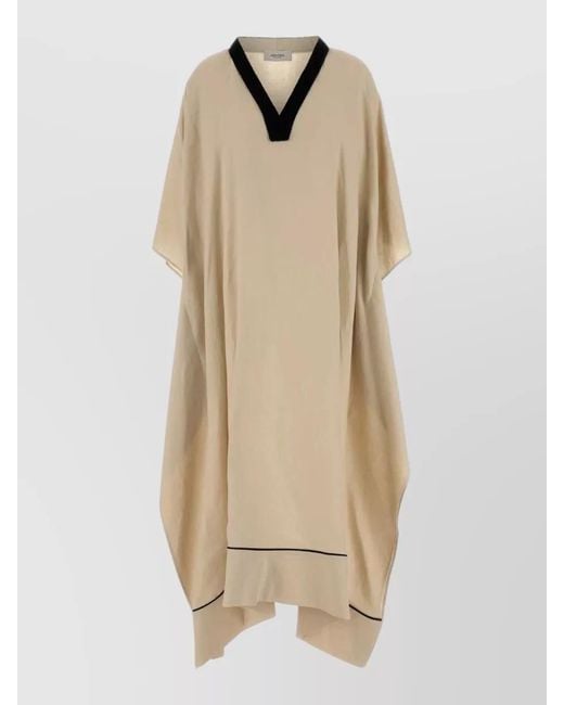 Agnona Natural Linen Kaftan Contrast Trim Loose Fit