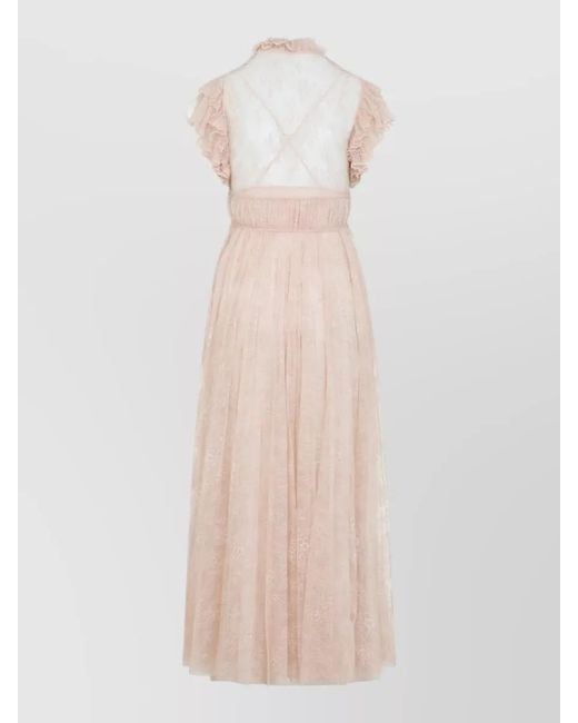 Alberta Ferretti Pink Lace Maxi Dress