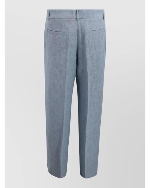 P.A.R.O.S.H. Blue High Waist Trousers Belt Loops Wide Leg