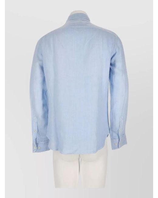 120% Lino Blue Linen Shirt for men