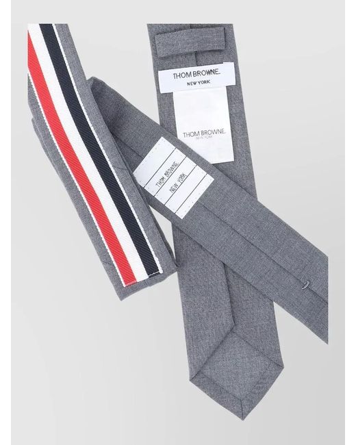 Thom Browne White Slim Tie Striped Detail Pointed Tip for men