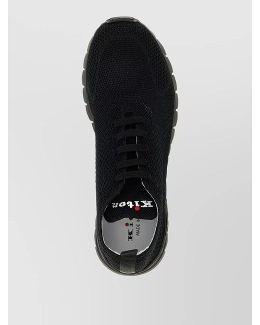 Kiton Black Cotton Low-Top Sneakers for men