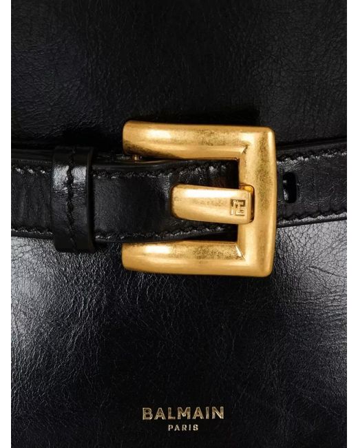 Balmain Black Shuffle Mini Leather Bucket Shoulder Bag