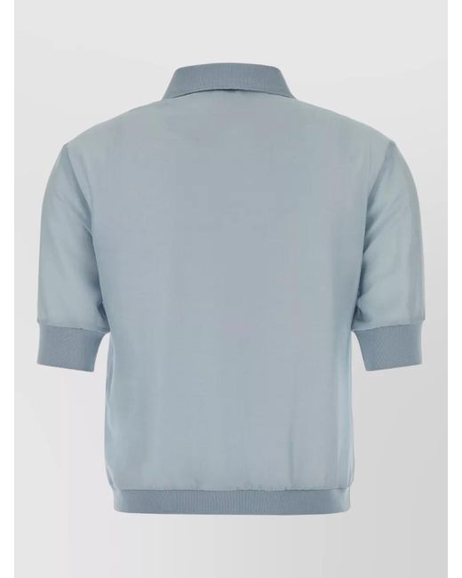 Jacob Cohen Blue Silk Wool Short-Sleeve Polo Shirt