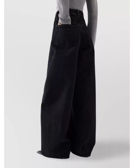 Jacquemus Black Denim Mid-Rise Curved Wide-Leg Jeans