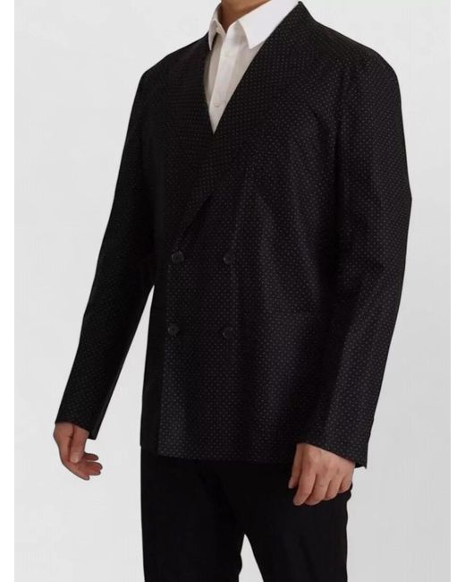 Dolce & Gabbana Black Cotton Polka-Dot Double-Breasted Blazer for men