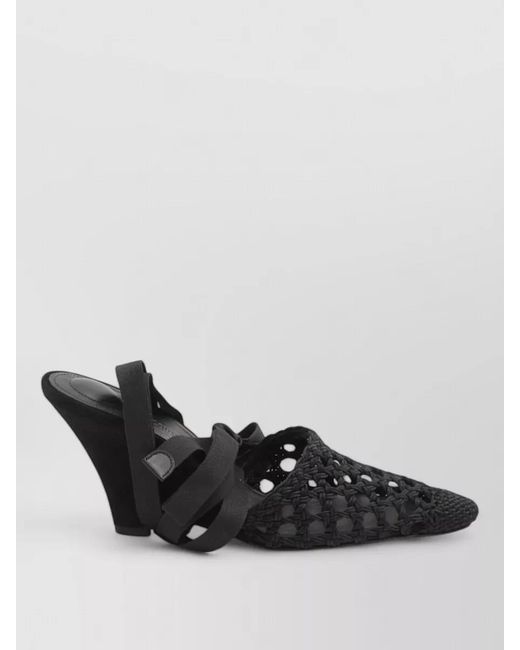 Jacquemus Black Wedge Espadrille Mules Pointed Toe Ribbon