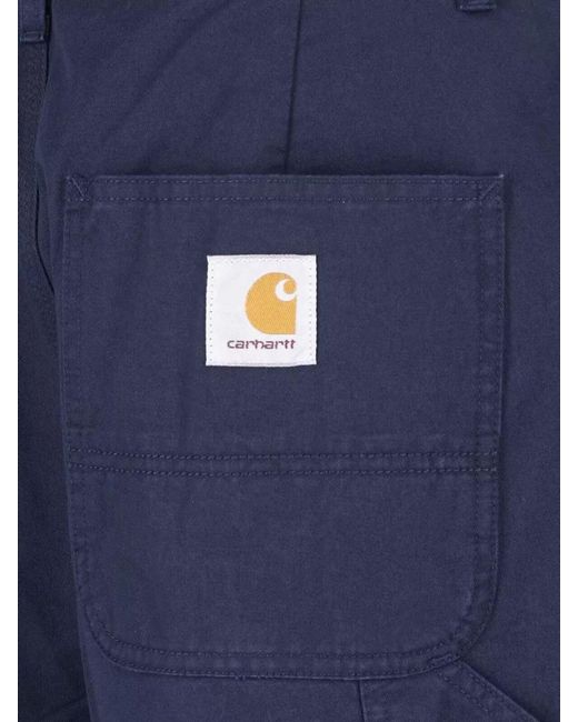 Carhartt Blue Straight Cotton Loose Fit Trousers for men