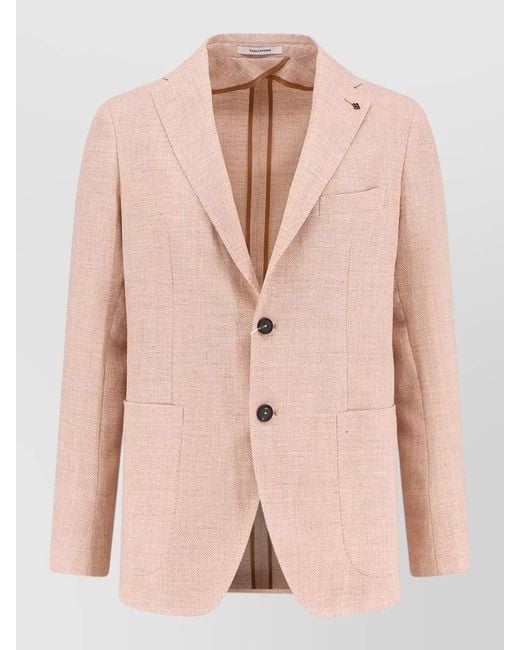 Tagliatore Pink Linen Virgin Wool Blazer Single Breasted for men