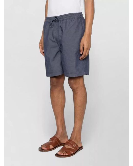 Woolrich Blue Washed Drawstring Shorts Side And Back Pockets for men