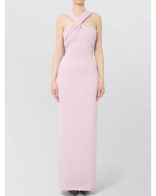 Solace London Pink Rona Halter Neck Maxi Dress
