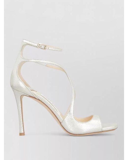 Jimmy Choo Natural Azia Leather Ankle Strap Stiletto Sandals