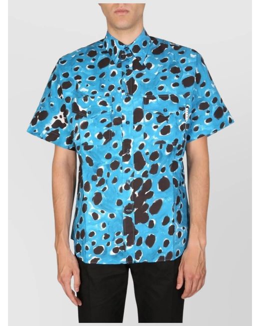 Marni Blue Printed Cotton Shirt for men