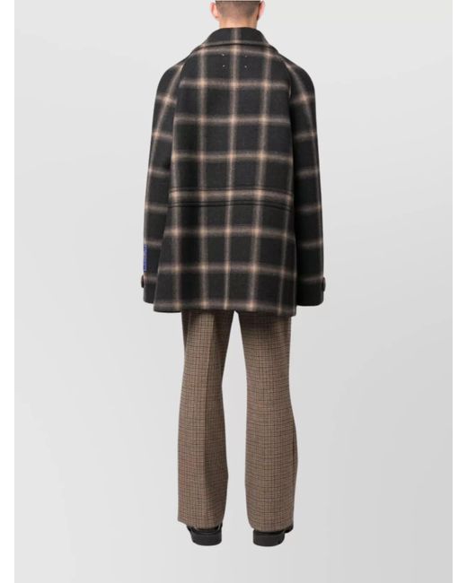 Maison Margiela Black Checked Wool Double-Breasted Coat