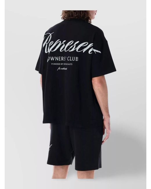 Represent Black Cotton Oversized Logo-Print T-Shirt for men