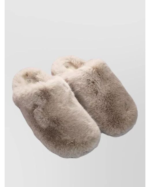 LA ROSE Gray Faux Fur Indoor Slippers Round Toe
