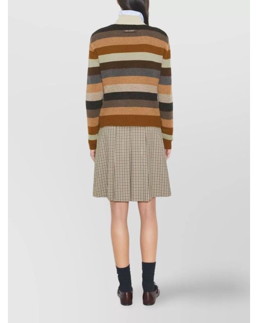 Tory Burch Multicolor Wool Striped Ribbed Turtleneck Jumper