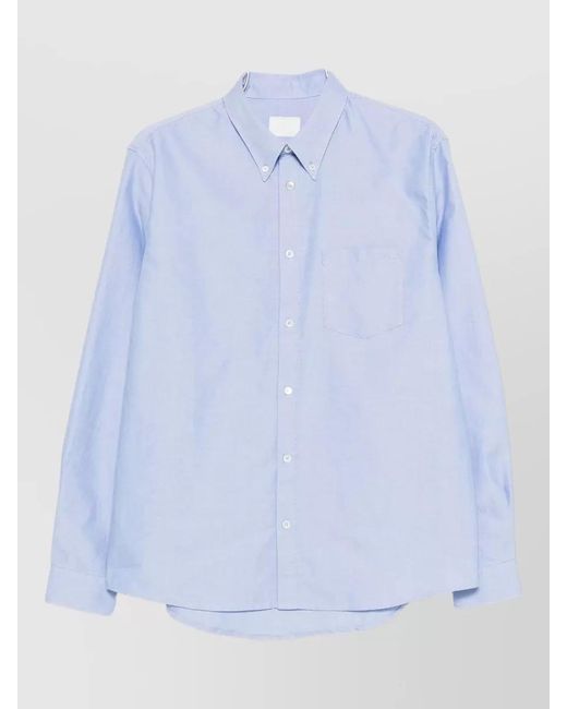 A.P.C. Blue Shirt Button Down Collar Cuffed Sleeves Pocket for men