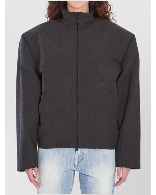 Balenciaga Black Linen Cotton Oversized Zip-Up Jacket