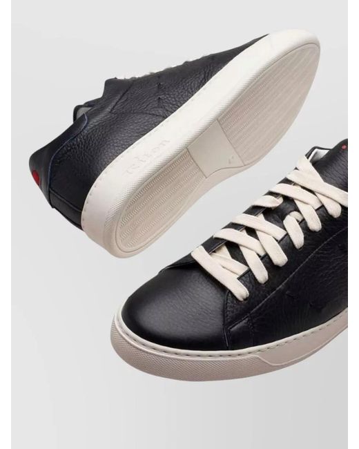 Kiton Black Deerskin Sneakers Low Top Leather Sole for men