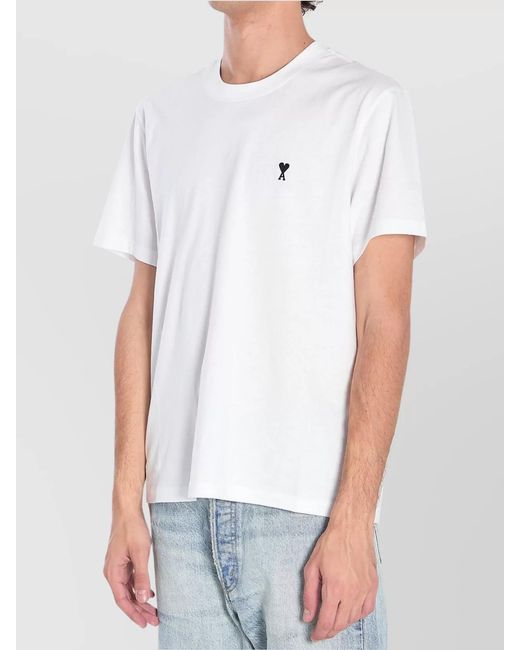 AMI White Cotton Regular-Fit T-Shirt for men
