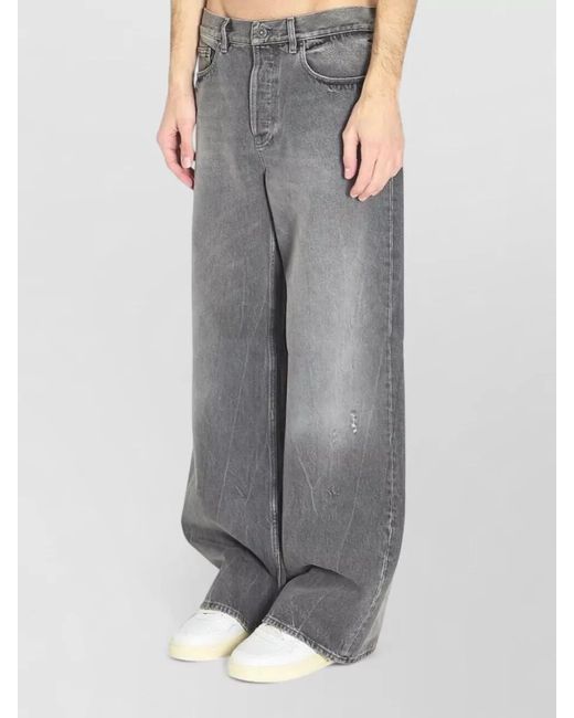 Golden Goose Deluxe Brand Gray Cotton Wide-Leg Trousers for men