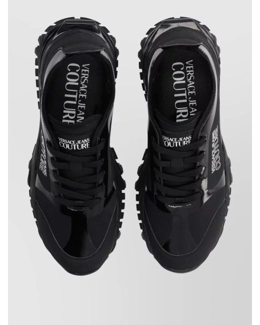 Versace Jeans Couture Black Leather Low-Top Sneakers for men