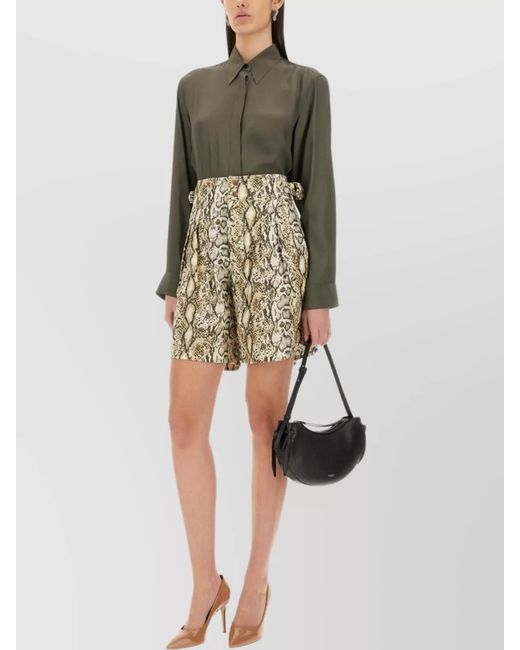 Dries Van Noten Green Silk Blend Satin Regular Fit Shirt