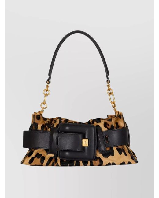 Balmain White Mini Leopard Print Shoulder Bag