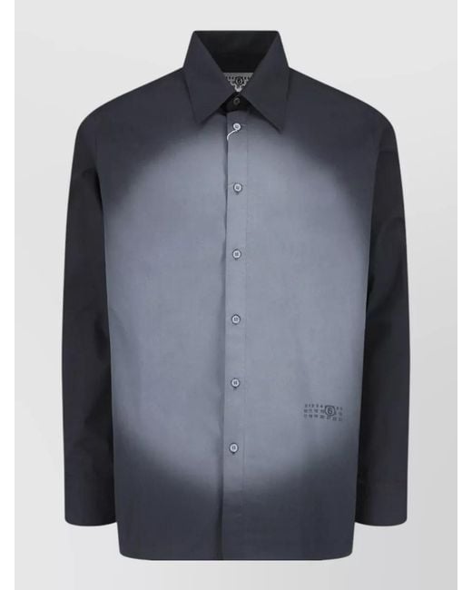 MM6 by Maison Margiela Blue Straight Shirt Collar Long Sleeves Printed Detail for men