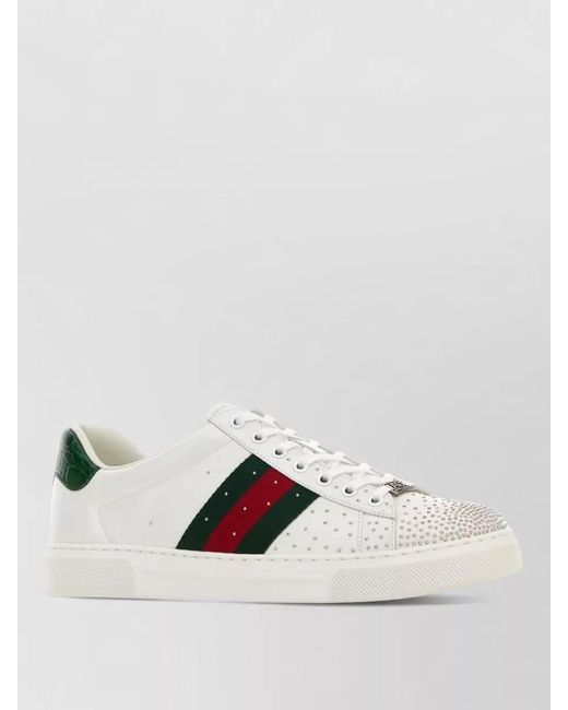 Gucci White Ace Studded Trainers With Web for men