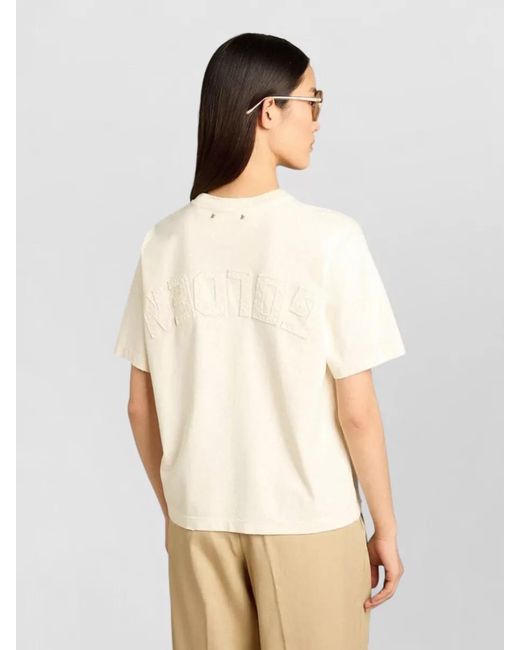 Golden Goose Deluxe Brand Natural Cotton Boxy Distressed Logo-Print T-Shirt