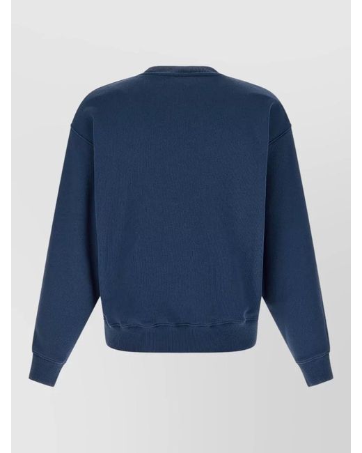 Autry Blue Cotton Regular-Fit Crew-Neck Long-Sleeve Logo-Print Sweatshirt for men