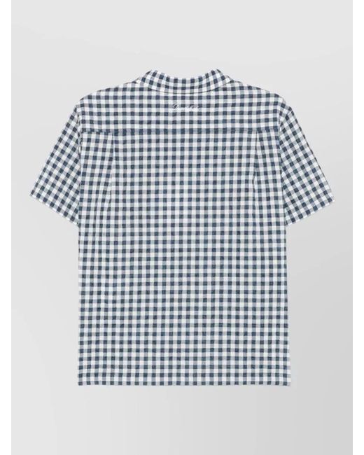 DUNST White Gingham Cotton Blend Short Sleeve Shirt