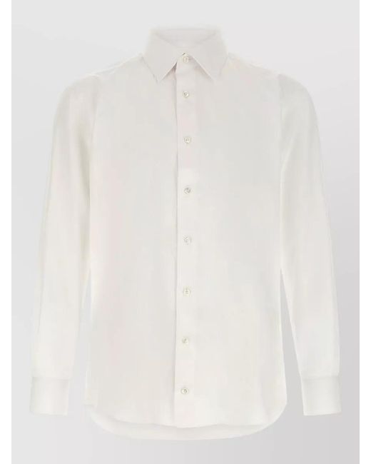 Brioni White Cotton Long-Sleeve Shirt for men