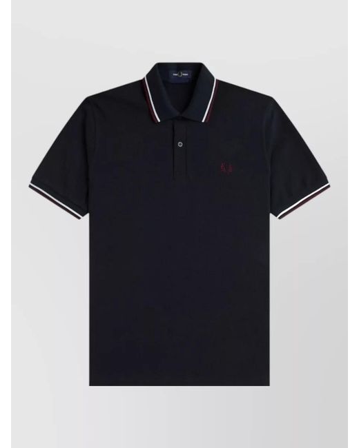 Fred Perry Black Cotton Logo Polo Shirt for men