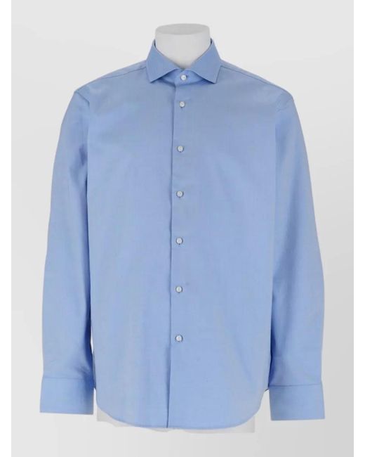 Boss Blue Shirt Long Sleeves Spread Collar Menswear for men