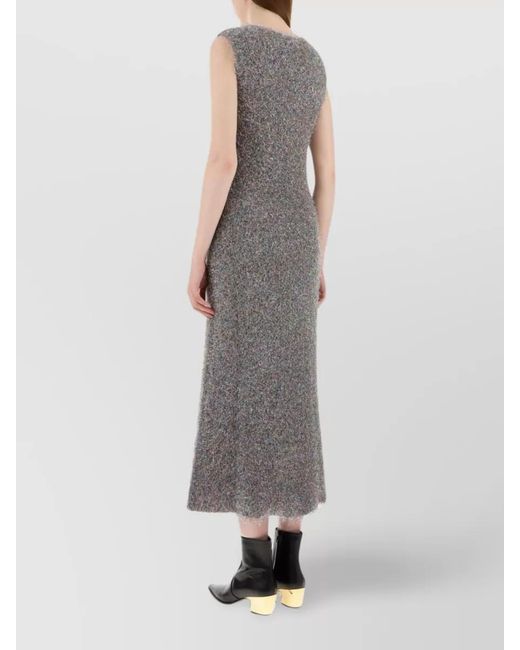 Jil Sander Gray Sleeveless Crew-Neck Midi Dress