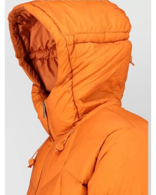 K-Way Orange Down Hooded Puffer Jacket for men