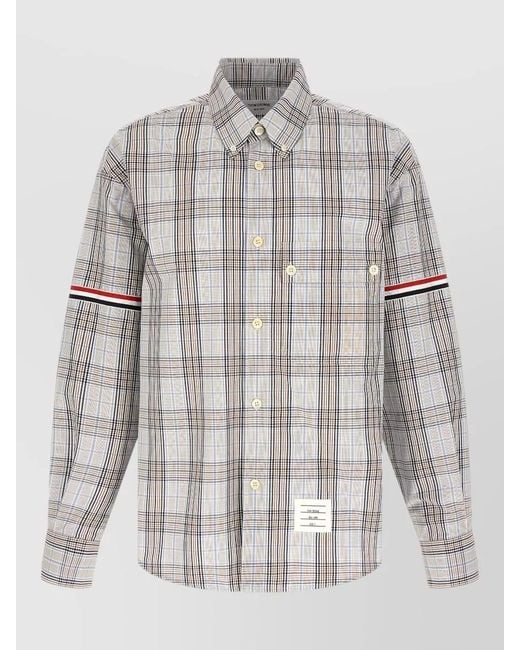 Thom Browne White Rwb Oversized Shirt Button Down Collar for men