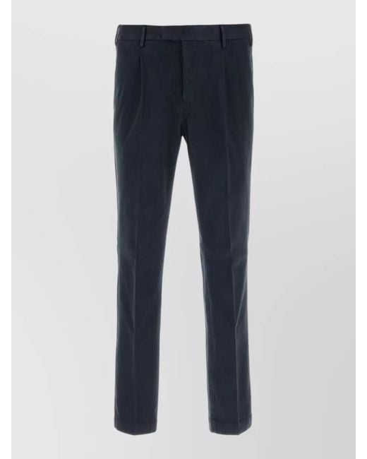 PT Torino Blue Stretch Cotton Slim Fit Tailored Pants for men