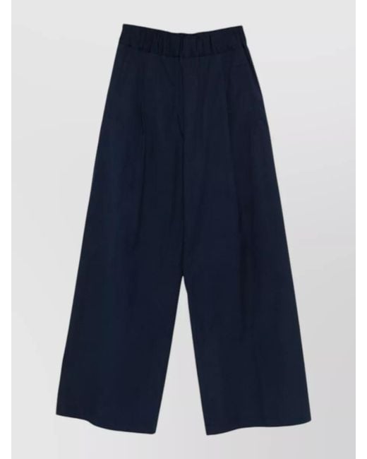 Semicouture Blue Jhonny Cotton Trousers Wide Leg Side Pockets